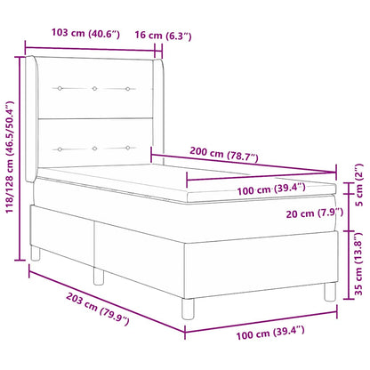 vidaXL Boxspringbett mit Matratze Schwarz 100 x 200 cm Stoff