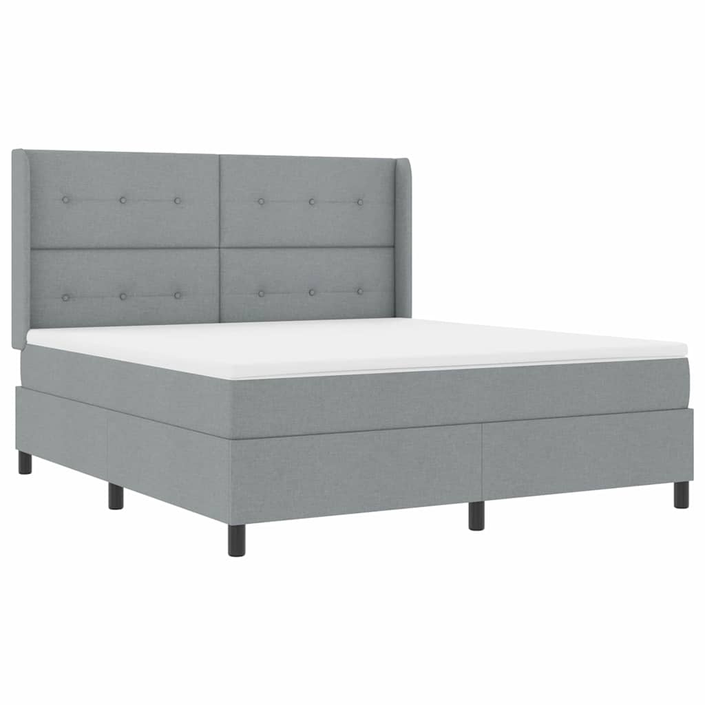 Boxspringbett mit Matratze Hellgrau 200 x 180 cm Stoff