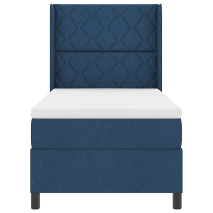 Boxspringbett mit Matratze mit Kopfteil Blau 200 x 100 cm Stoff