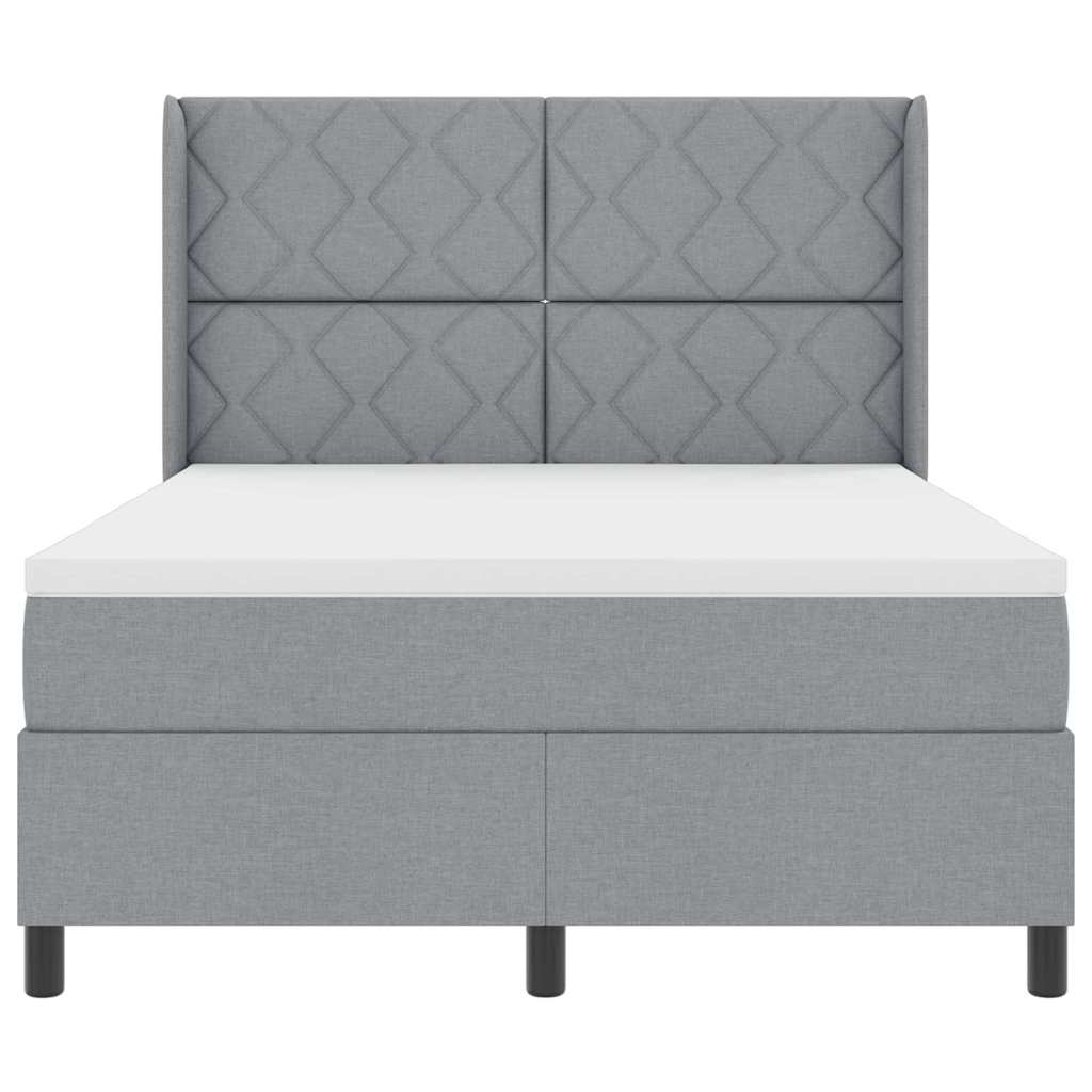 Boxspringbett mit Matratze Hellgrau 200 x 160 cm Stoff