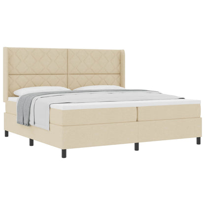 Boxspringbett mit Matratze Creme 200 x 200 cm Stoff