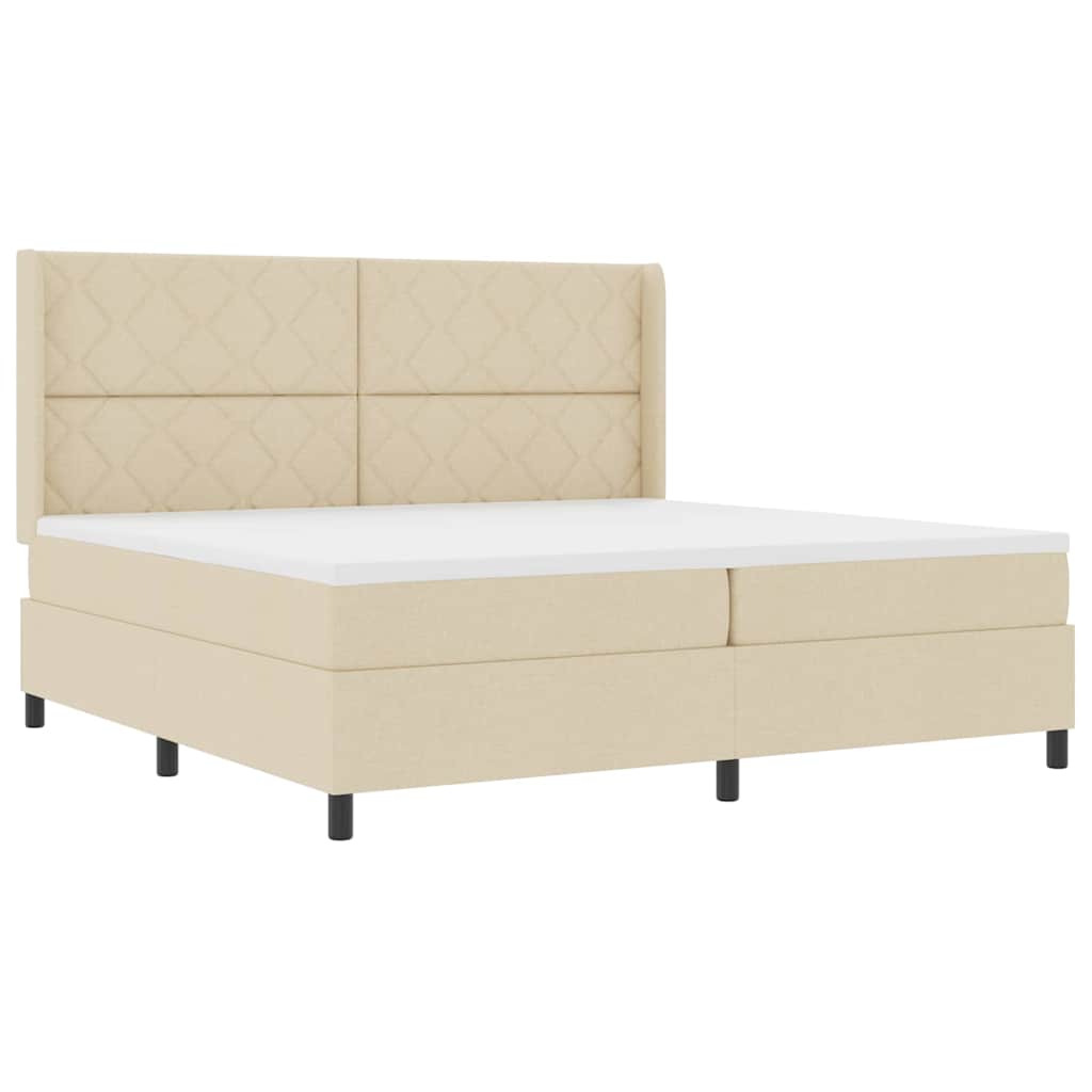 Boxspringbett mit Matratze Creme 200 x 200 cm Stoff