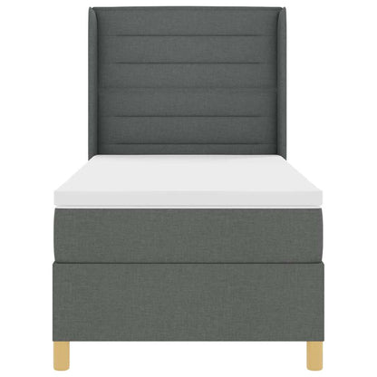 Boxspringbett mit Matratze Dunkelgrau 80 x 200 cm Stoff