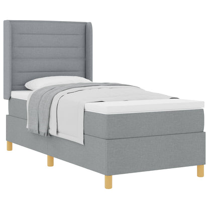 Boxspringbett mit Matratze Hellgrau 90 x 190 cm Stoff