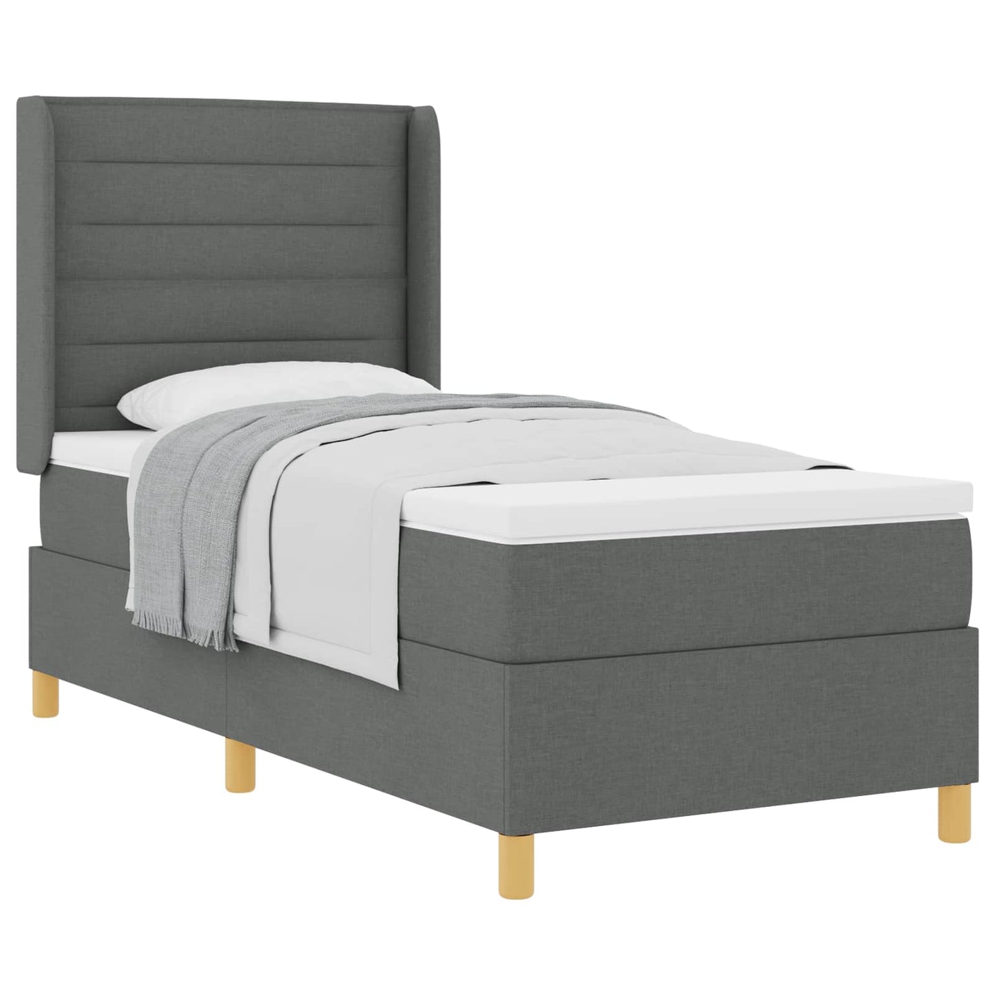 Boxspringbett mit Matratze Dunkelgrau 90 x 190 cm Stoff
