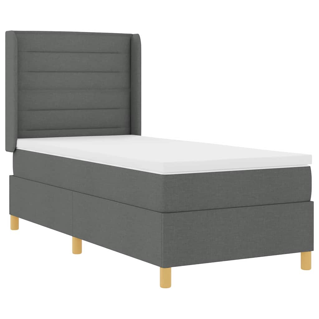 Boxspringbett mit Matratze Dunkelgrau 90 x 190 cm Stoff