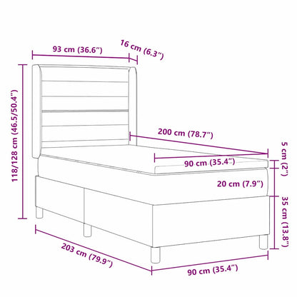 Boxspringbett mit Matratze Dunkelgrau 90 x 200 cm Stoff