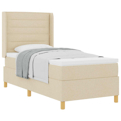 Boxspringbett mit Matratze mit Kopfteil Creme 90 x 200 cm Stoff