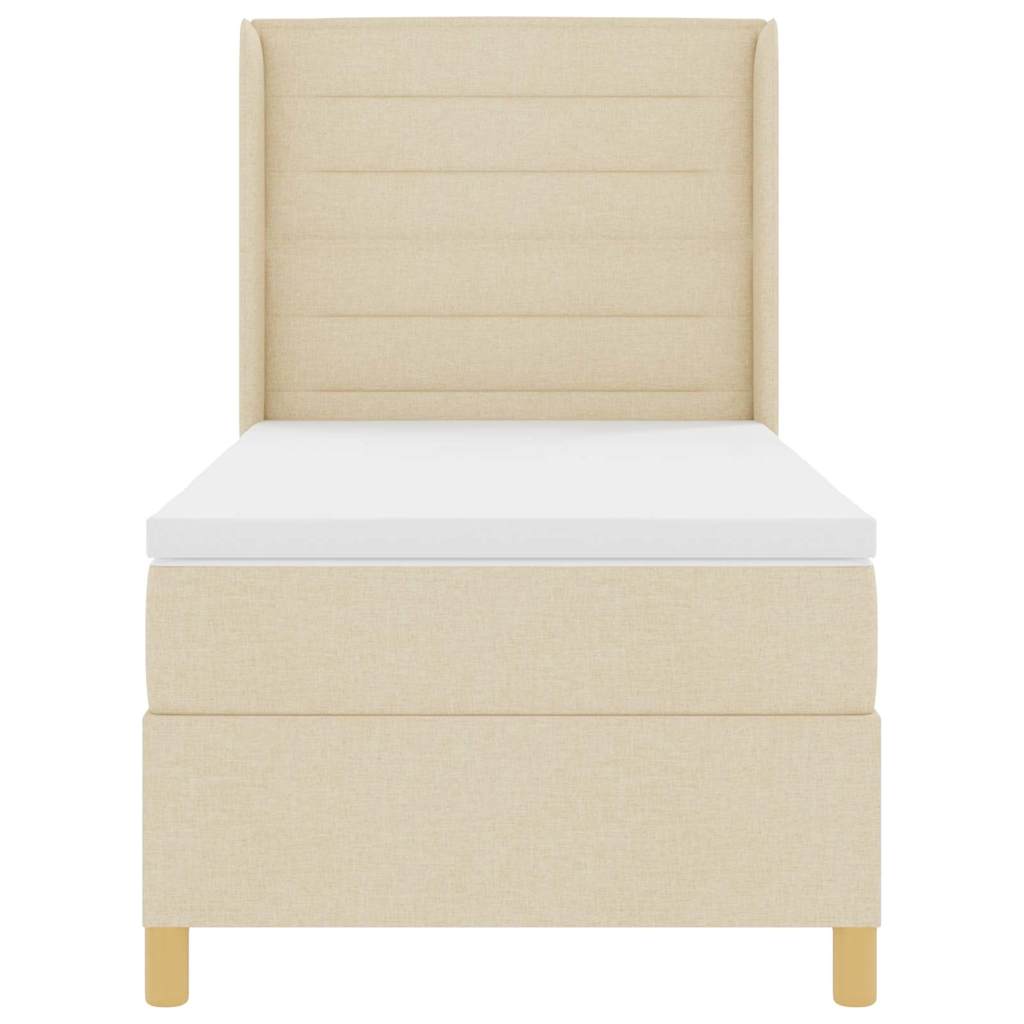 Boxspringbett mit Matratze mit Kopfteil Creme 90 x 200 cm Stoff
