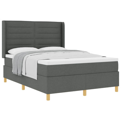 Boxspringbett mit Matratze Dunkelgrau 140 x 190 cm Stoff