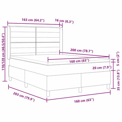 vidaXL Boxspringbett mit Matratze Schwarz 160 x 200 cm Stoff