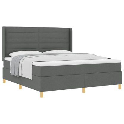 Boxspringbett mit Matratze Dunkelgrau 180 x 200 cm Stoff