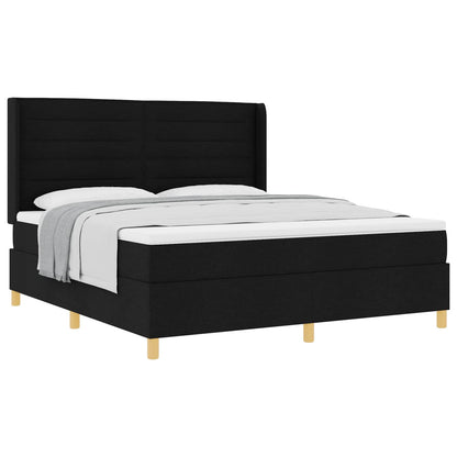 vidaXL Boxspringbett mit Matratze Schwarz 180 x 200 cm Stoff