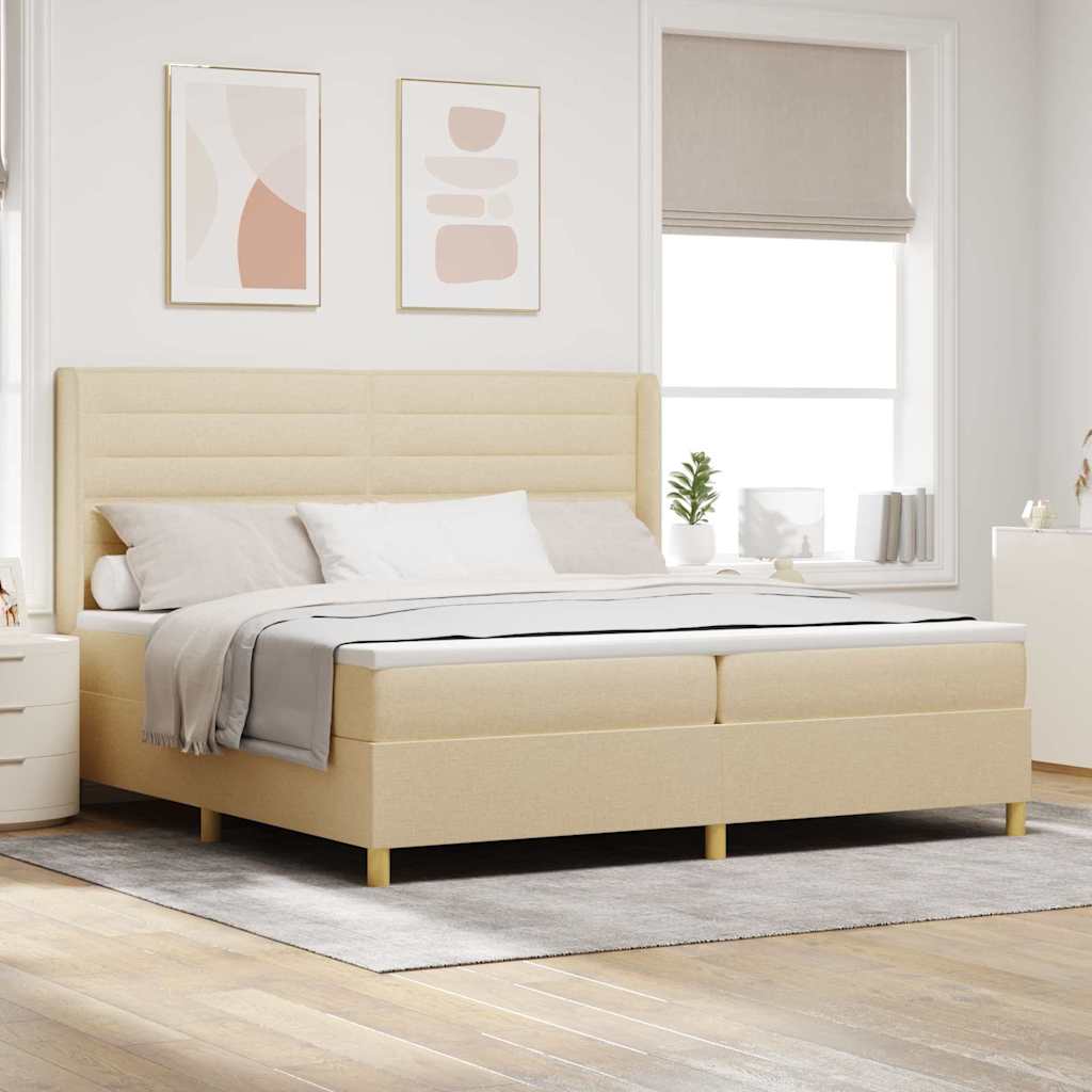 Boxspringbett mit Matratze Creme 200 x 200 cm Stoff
