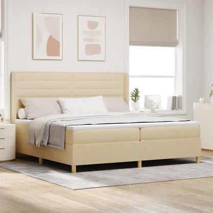 Boxspringbett mit Matratze Creme 200 x 200 cm Stoff