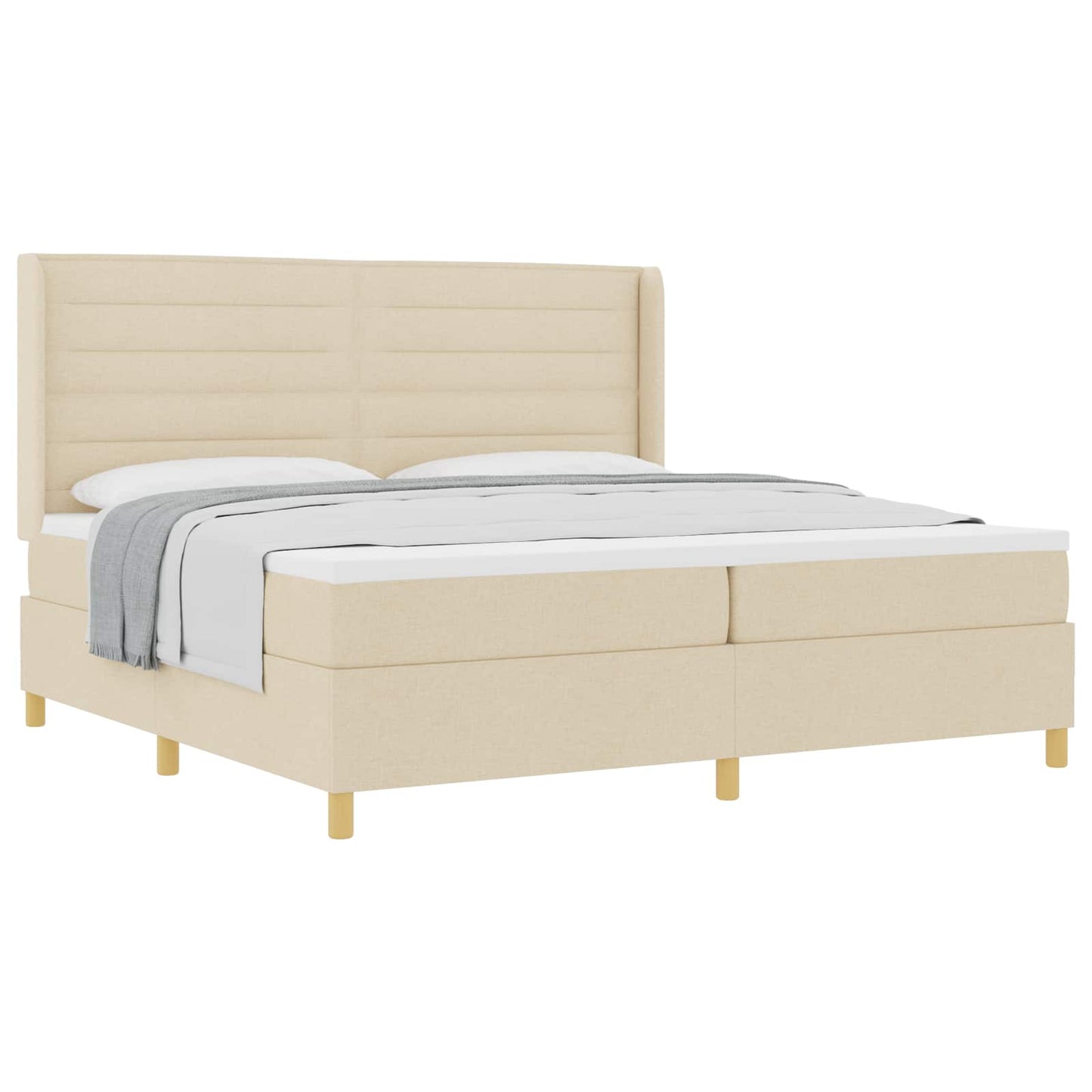 Boxspringbett mit Matratze Creme 200 x 200 cm Stoff
