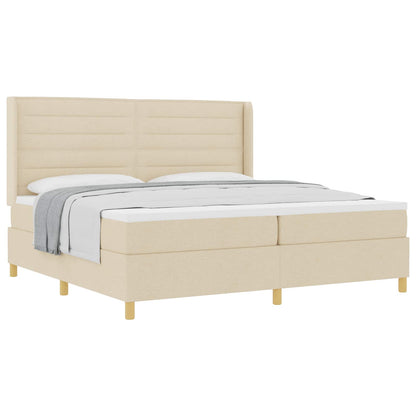 Boxspringbett mit Matratze Creme 200 x 200 cm Stoff