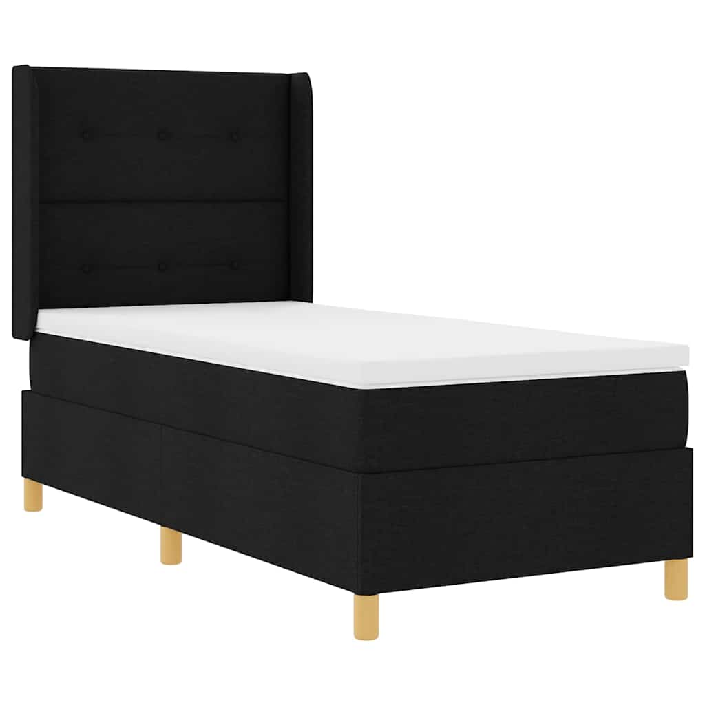 Boxspringbett mit Matratze Schwarz 80 x 200 cm Stoff