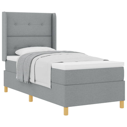 Boxspringbett mit Matratze Hellgrau 90 x 190 cm Stoff