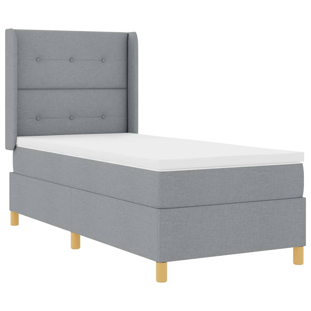 Boxspringbett mit Matratze Hellgrau 90 x 190 cm Stoff