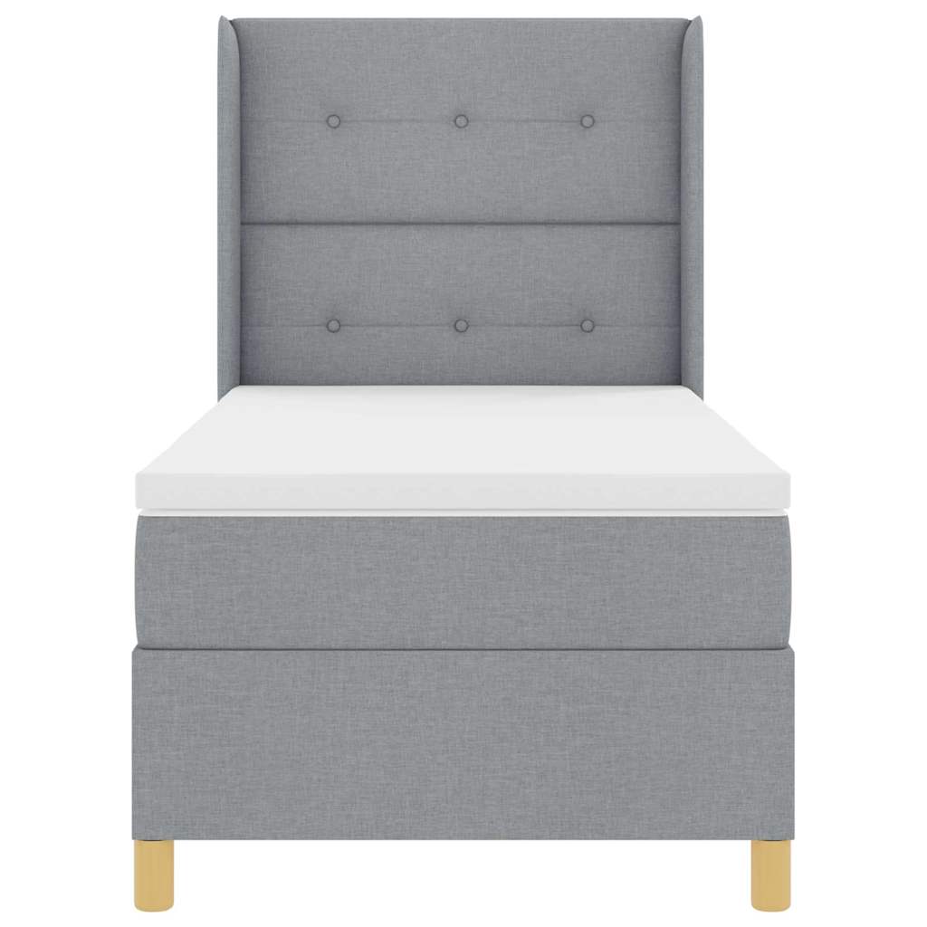 Boxspringbett mit Matratze Hellgrau 90 x 190 cm Stoff