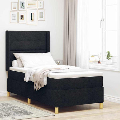 vidaXL Boxspringbett mit Matratze Schwarz 100 x 200 cm Stoff