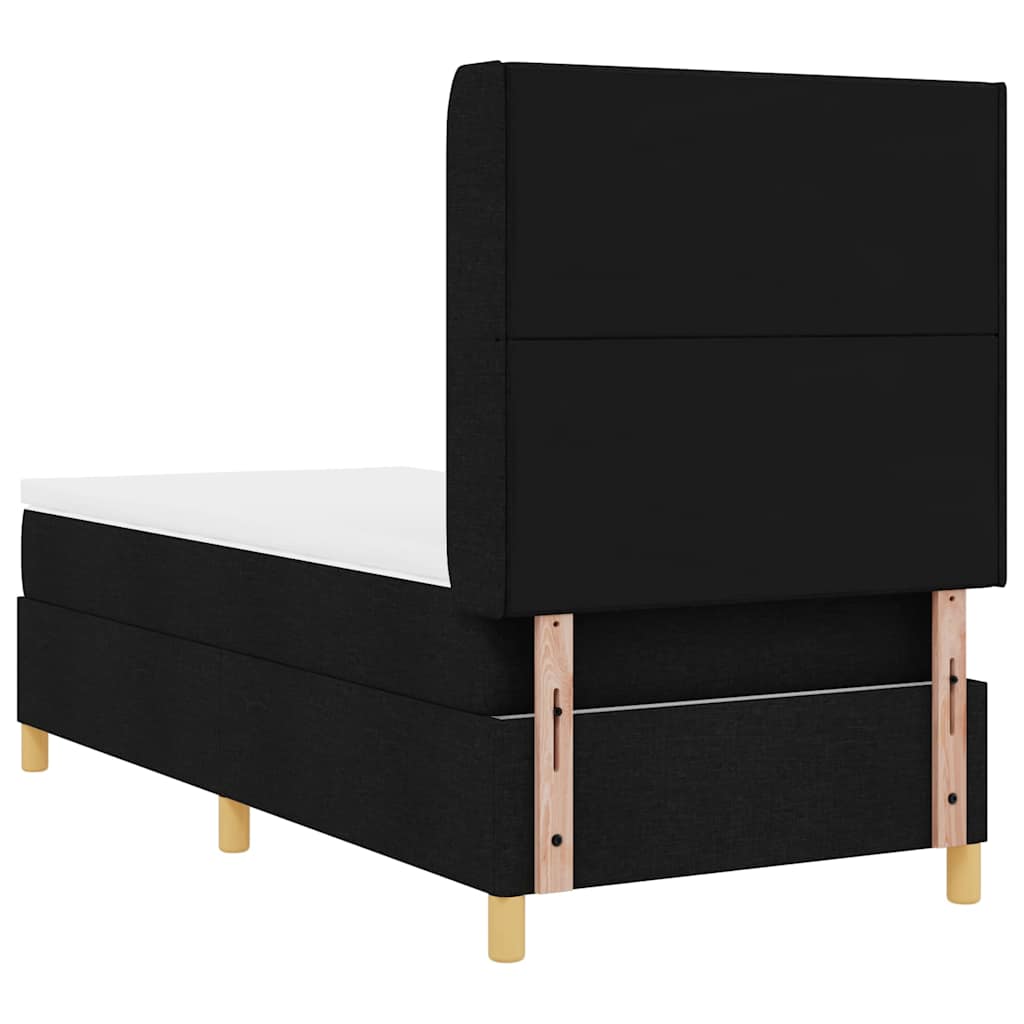 vidaXL Boxspringbett mit Matratze Schwarz 100 x 200 cm Stoff