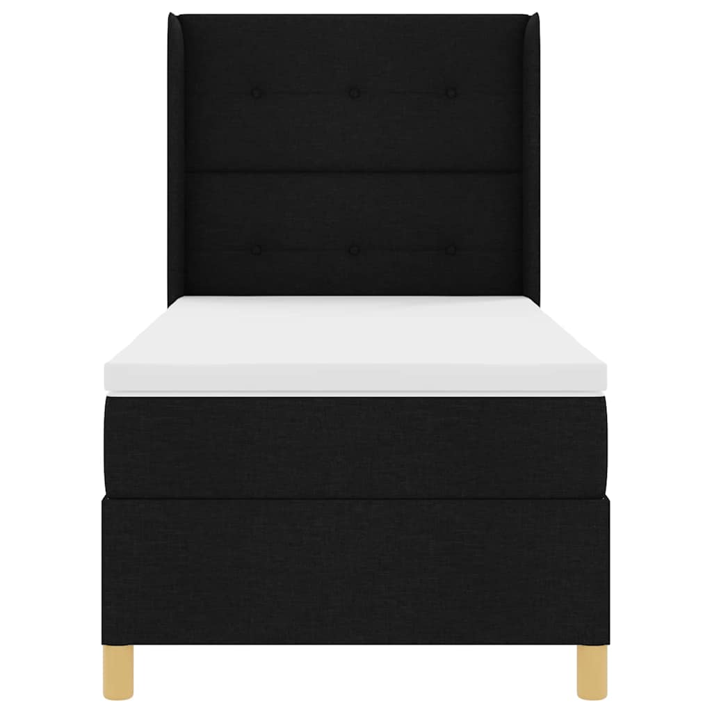 vidaXL Boxspringbett mit Matratze Schwarz 100 x 200 cm Stoff
