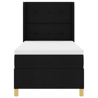 vidaXL Boxspringbett mit Matratze Schwarz 100 x 200 cm Stoff