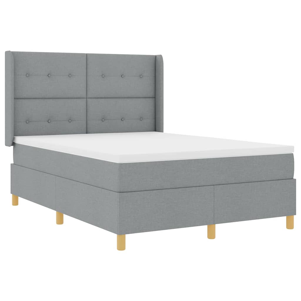 Boxspringbett mit Matratze Hellgrau 140 x 200 cm Stoff
