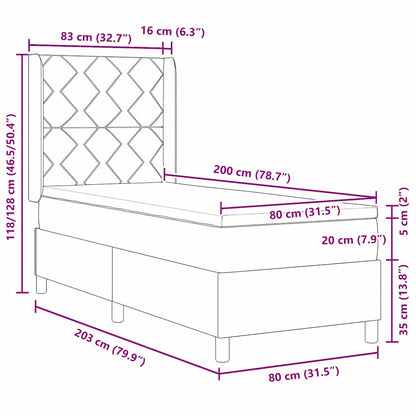 Boxspringbett mit Matratze Schwarz 80 x 200 cm Stoff