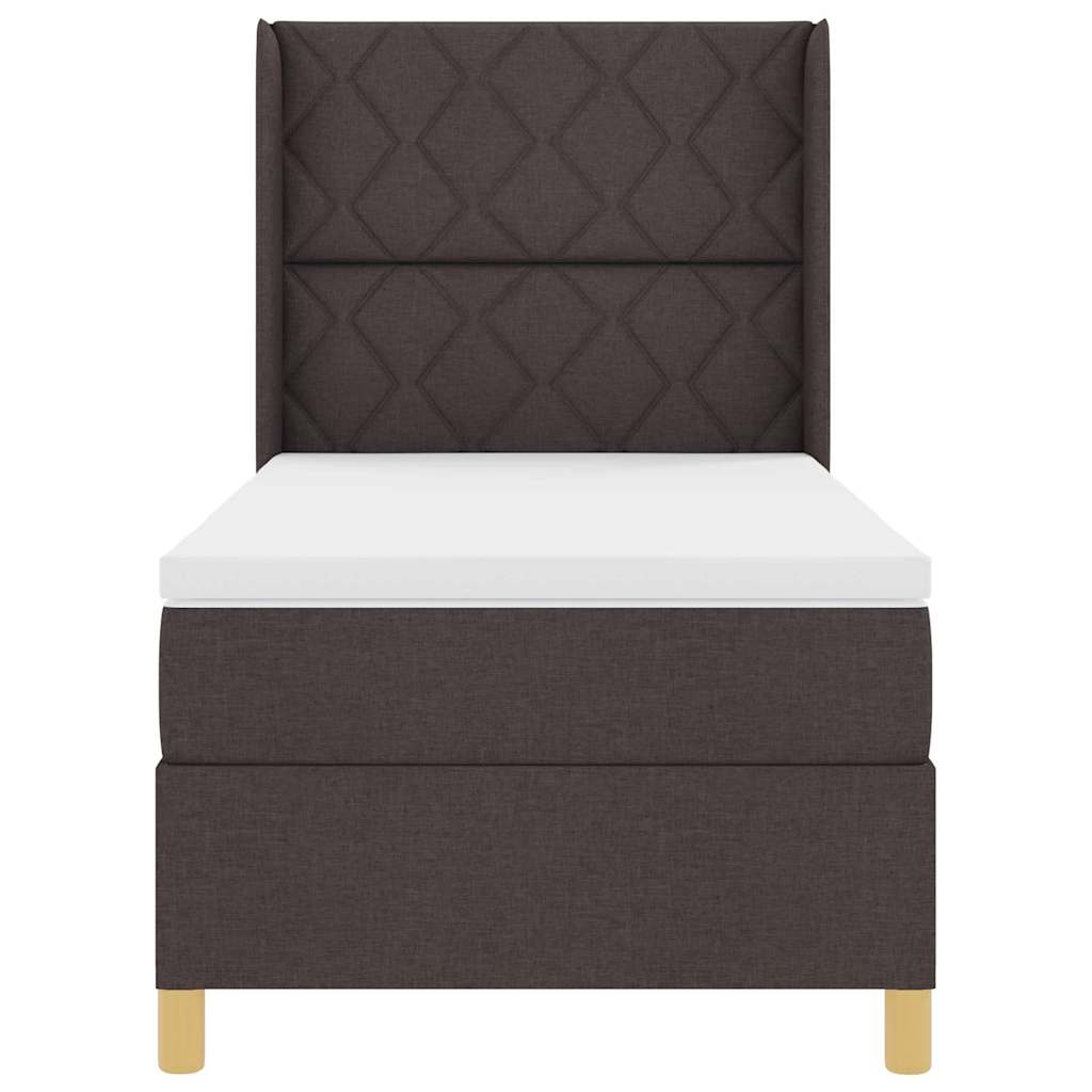 Boxspringbett mit Matratze Dunkelbraun 100 x 200 cm Stoff