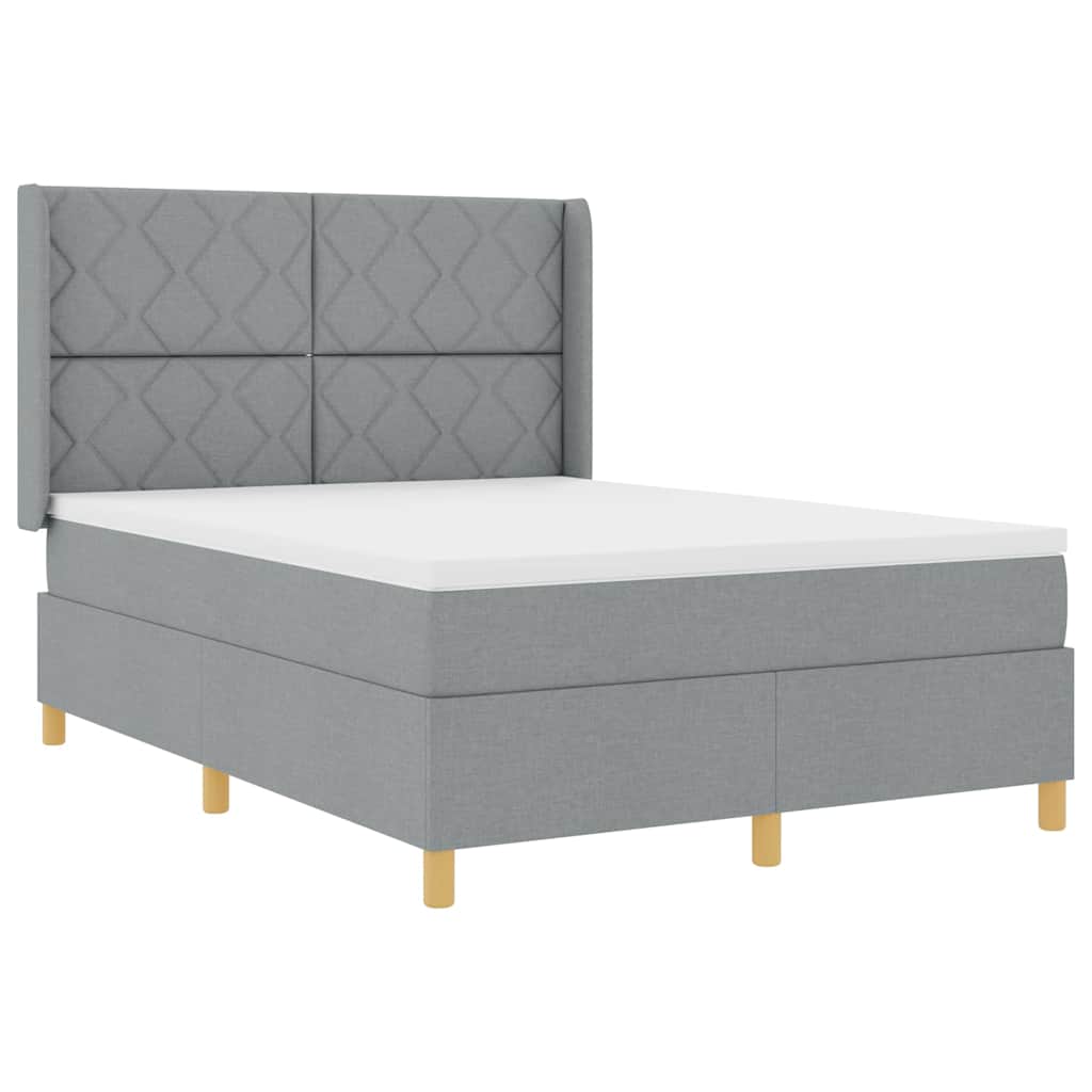 Boxspringbett mit Matratze Hellgrau 160 x 200 cm Stoff