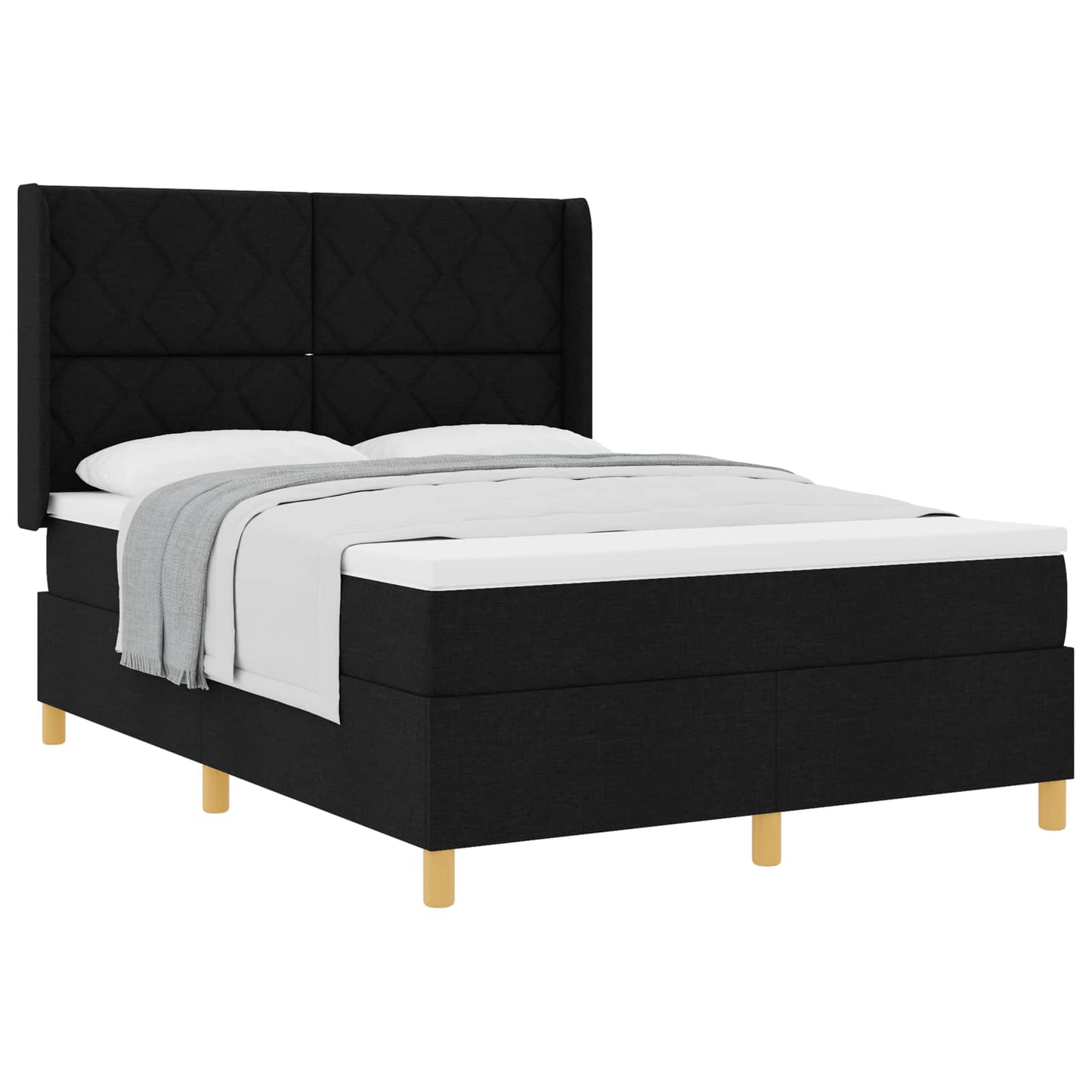 vidaXL Boxspringbett mit Matratze Schwarz 160 x 200 cm Stoff