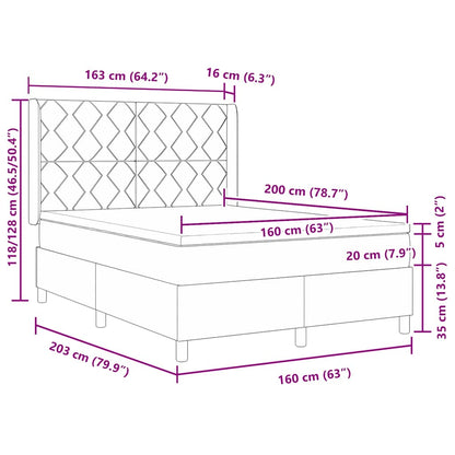 vidaXL Boxspringbett mit Matratze Schwarz 160 x 200 cm Stoff