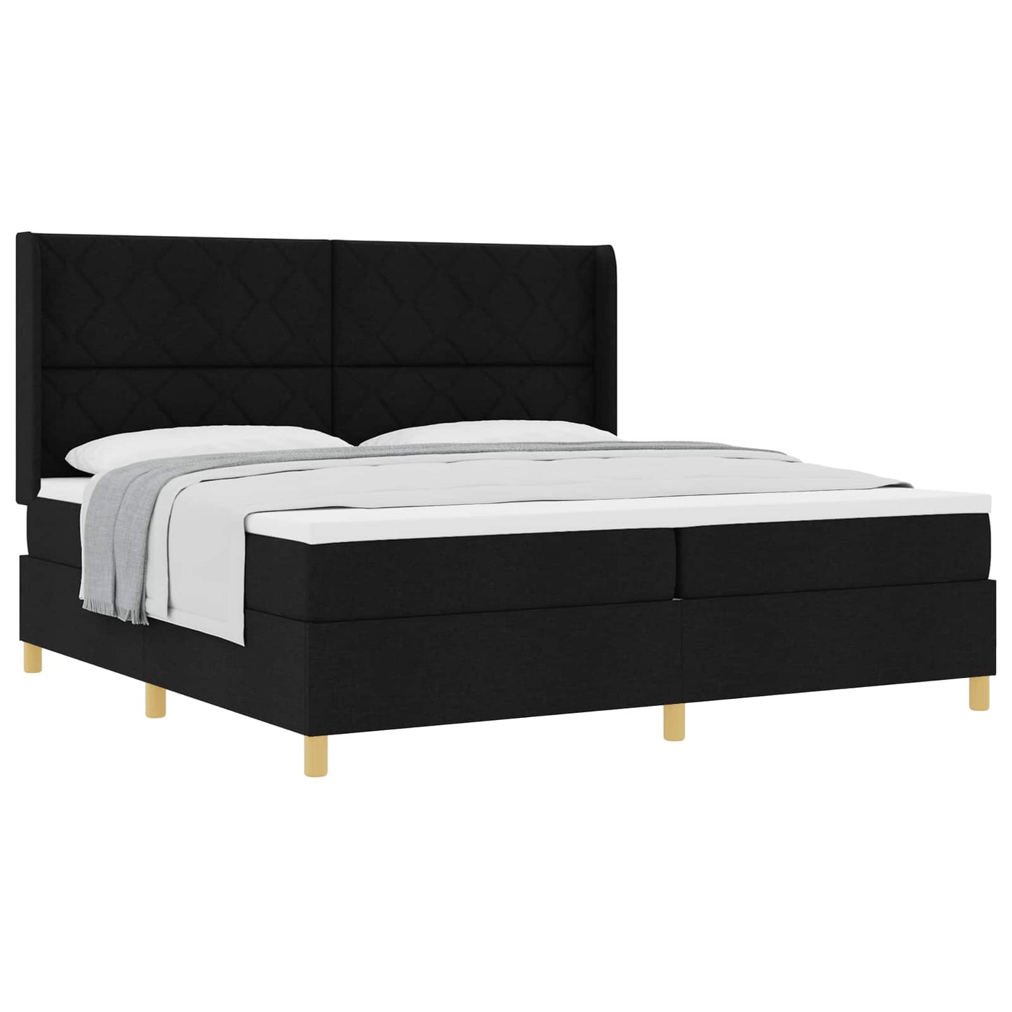 vidaXL Lit à sommier tapissier avec matelas Noir 200 x 200 cm Tissu