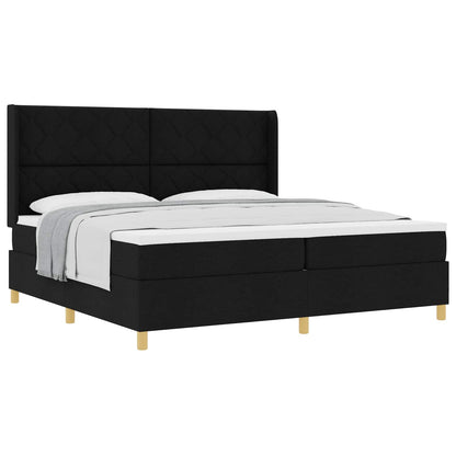 vidaXL Lit à sommier tapissier avec matelas Noir 200 x 200 cm Tissu