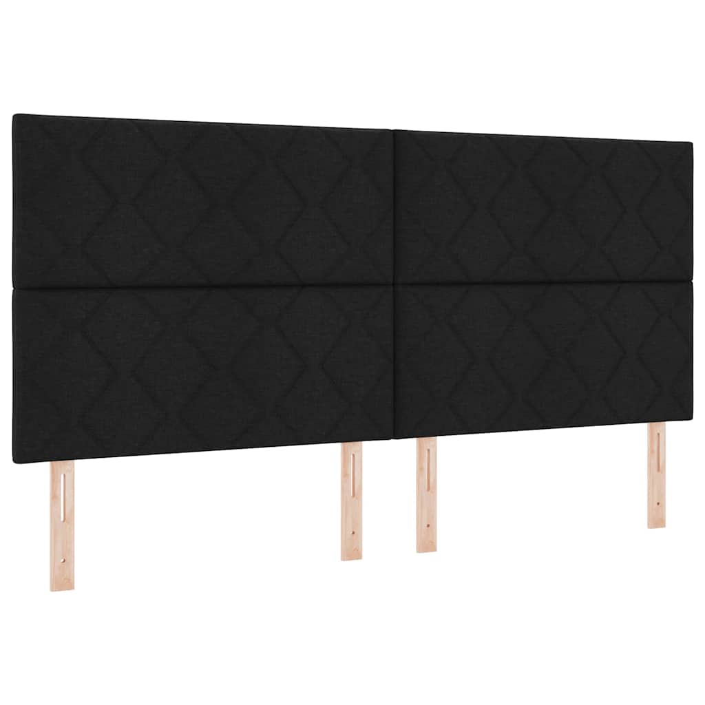 vidaXL Lit à sommier tapissier avec matelas Noir 200 x 200 cm Tissu