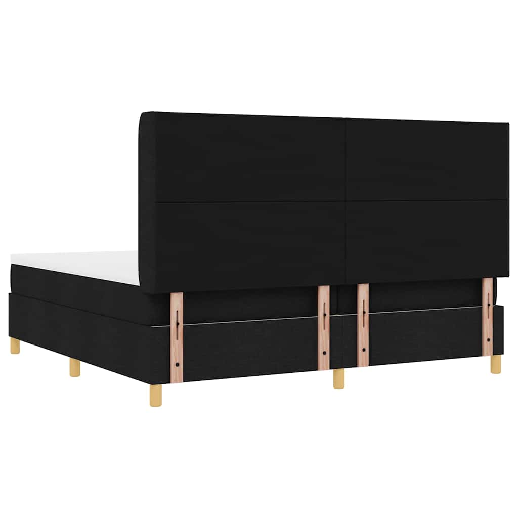 vidaXL Lit à sommier tapissier avec matelas Noir 200 x 200 cm Tissu