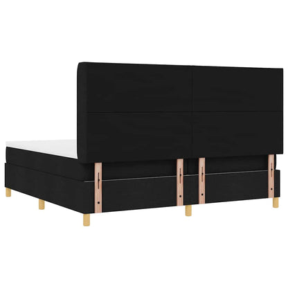 vidaXL Lit à sommier tapissier avec matelas Noir 200 x 200 cm Tissu