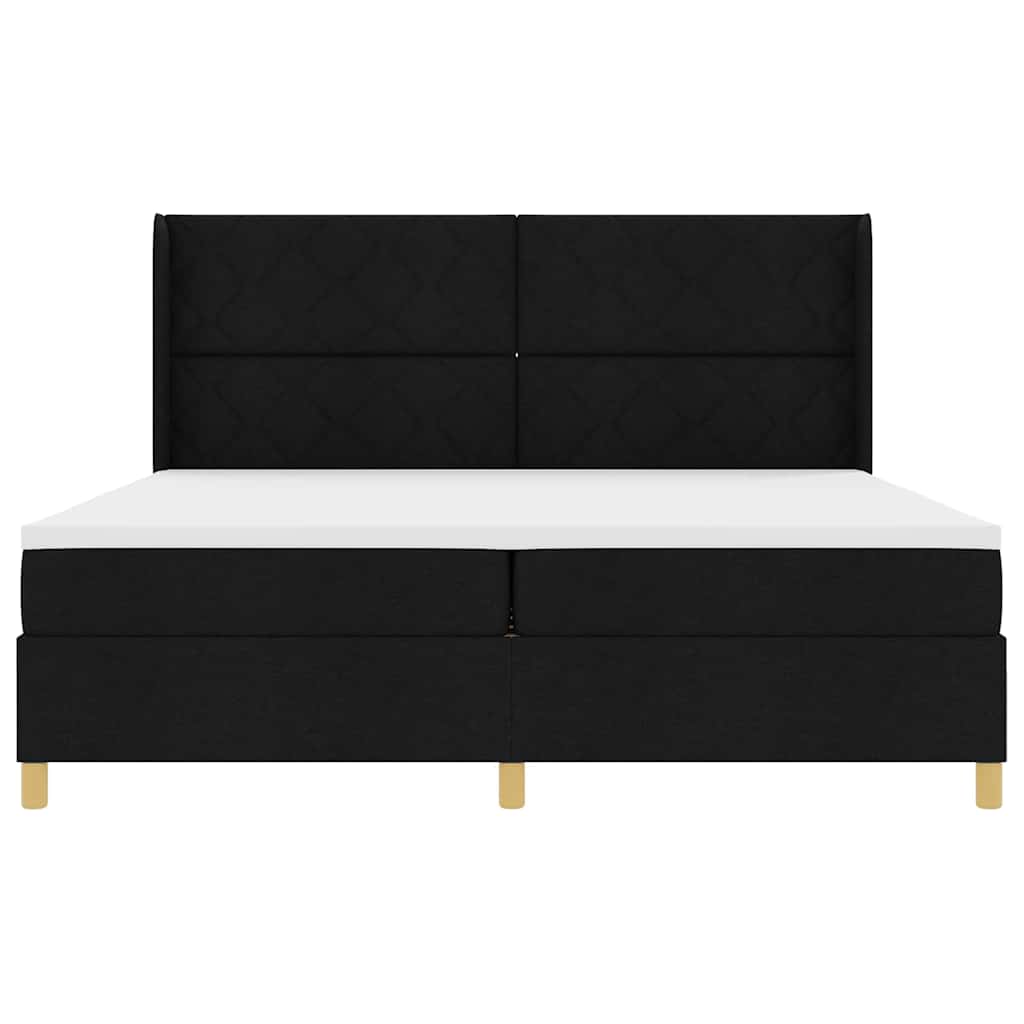 vidaXL Lit à sommier tapissier avec matelas Noir 200 x 200 cm Tissu