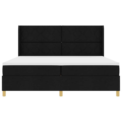 vidaXL Lit à sommier tapissier avec matelas Noir 200 x 200 cm Tissu