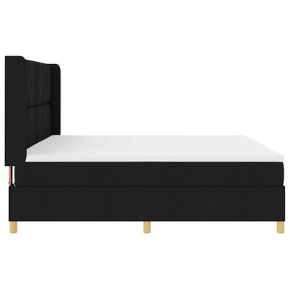 vidaXL Lit à sommier tapissier avec matelas Noir 200 x 200 cm Tissu