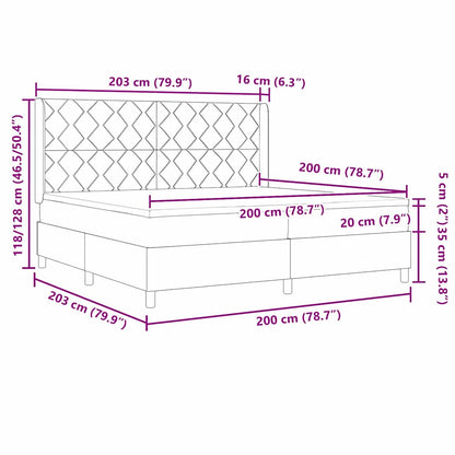vidaXL Lit à sommier tapissier avec matelas Noir 200 x 200 cm Tissu