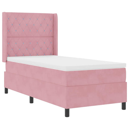 Boxspringbett mit Matratze mit Kopfteil Rosa 90 x 200 cm Samt