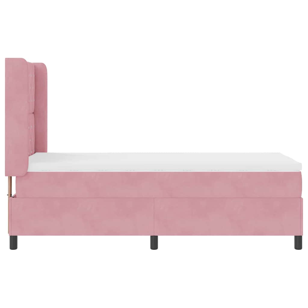 Boxspringbett mit Matratze mit Kopfteil Rosa 90 x 200 cm Samt