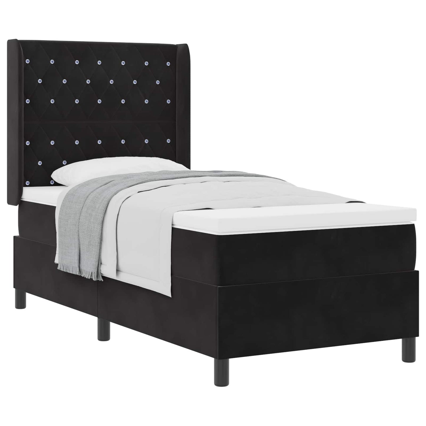 vidaXL Boxspringbett mit Matratze Schwarz 100 x 200 cm Samt