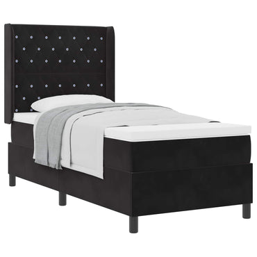 vidaXL Boxspringbett mit Matratze Schwarz 100 x 200 cm Samt