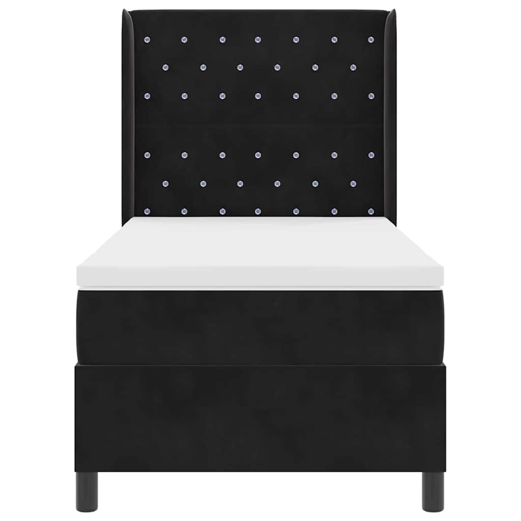 vidaXL Boxspringbett mit Matratze Schwarz 100 x 200 cm Samt