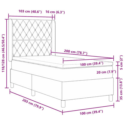 vidaXL Boxspringbett mit Matratze Schwarz 100 x 200 cm Samt